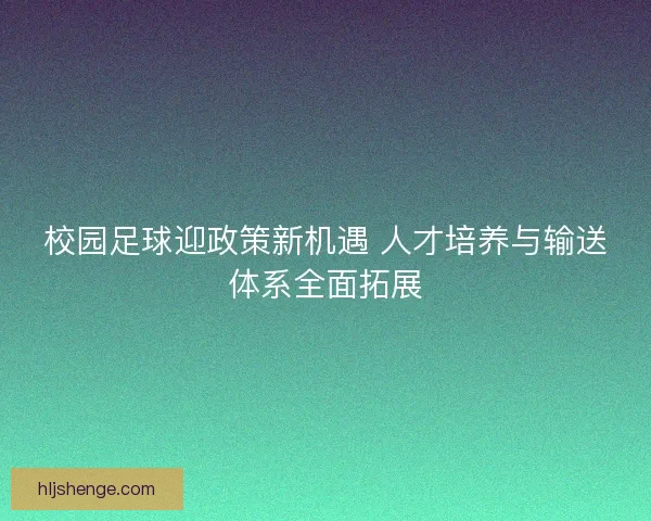 校园足球迎政策新机遇 人才培养与输送体系全面拓展