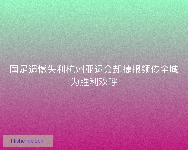 国足遗憾失利杭州亚运会却捷报频传全城为胜利欢呼